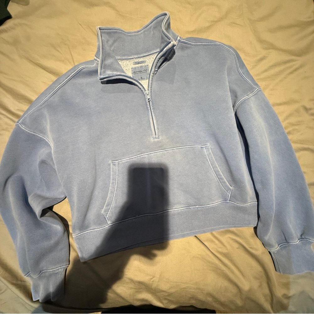 Abercrombie & Fitch Soft Light Blue Half-Zip Pullover Medium